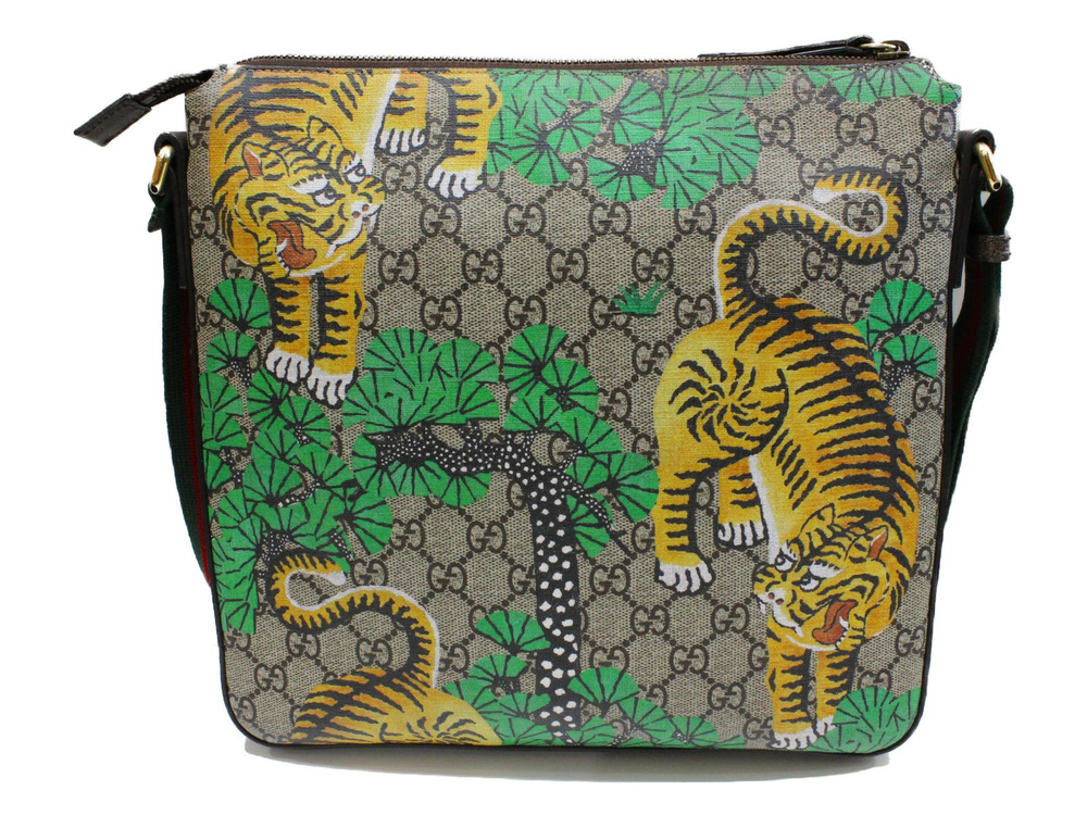 Gucci Shoulder Brown Bengal Tiger Leather Bag Brown